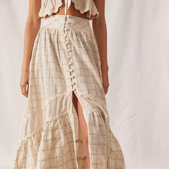 Anthro RAISSA A-Line Button Front Midi Skirt  S - Picture 3 of 3